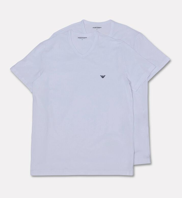 Emporio Armani Logo-detail 2-pack V-neck Short-sleeve T-shirts, White, Xxl, Packshot View