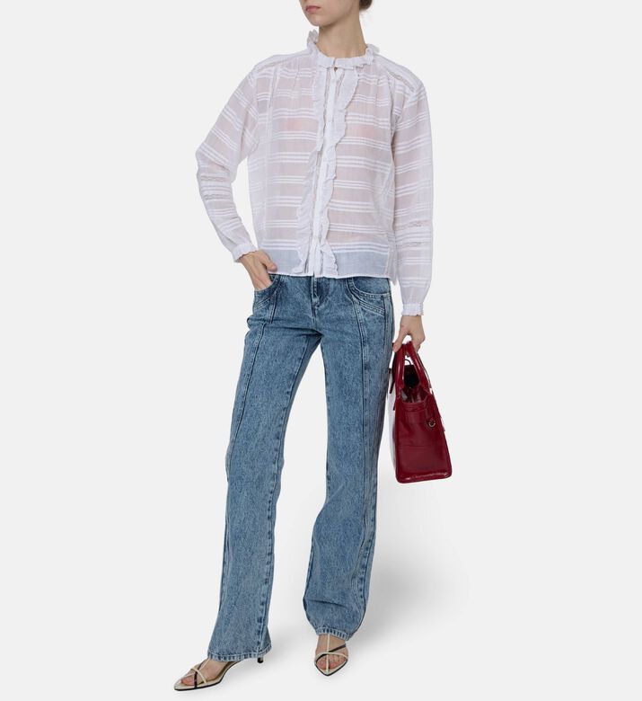 Isabel Marant Ruffled Pintuck Long-sleeve Blouse, Model View