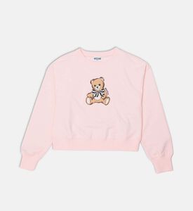 Teddy Bear-print Ribbed Cuffs Sweatshirt