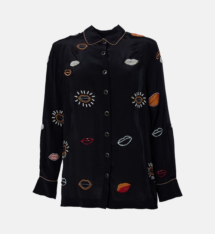 Farm Rio Beaded Kisses Button Closure Shirt, Packshot View
