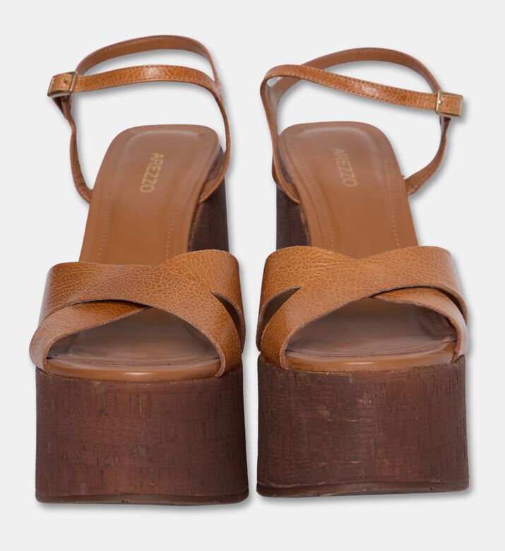 Arezzo Leather Platform Sandals, Brown, Eu-39, Packshot View