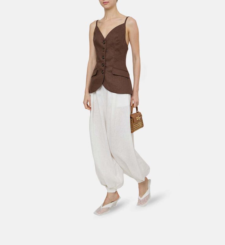 Tailored Button-front Sleeveless Top