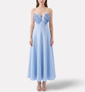 Savanna Linen Draped Sweetheart Dress, Model View