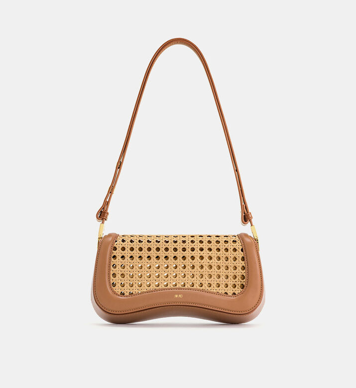 Faux Bamboo Woven Shoulder Bag