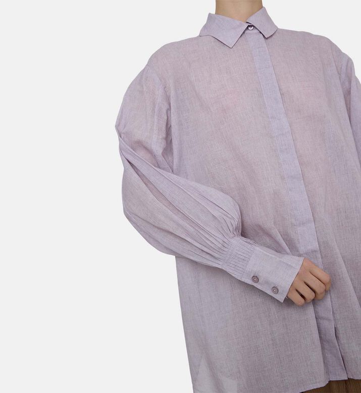 Semi-sheer Long-sleeve Button-up Shirt