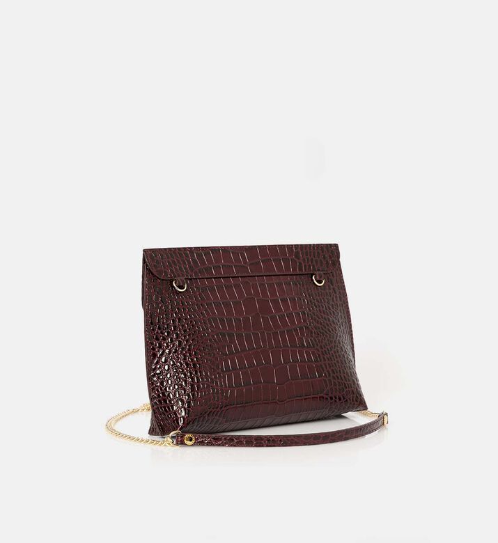 Strathberry Stylist Embossed Croc Crossbody Bag, Burgundy, Packshot View