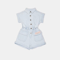 Girl Light-washed Cotton Denim Jumpsuit
