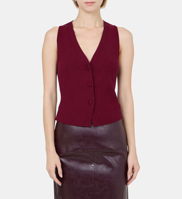 Button-up Ribbed Waistcoat