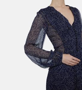 Isabel Marant Chiffon Printed V-neck Maxi Dress, Navy, 40, Model View