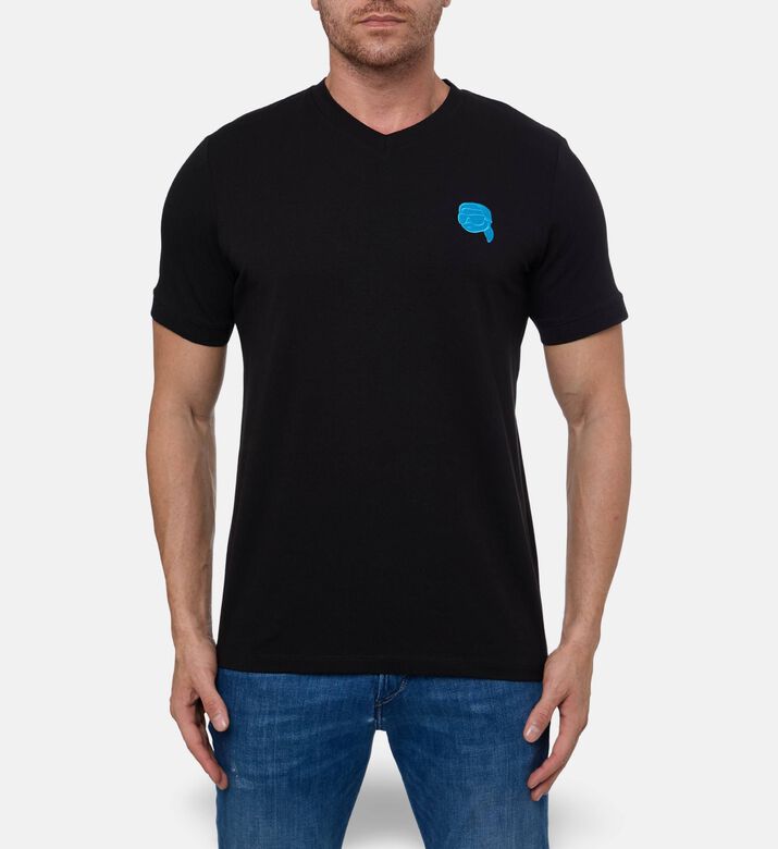 Karl Lagerfeld Jersey Cotton Embroidered Chest Emblem T-shirt, Model View