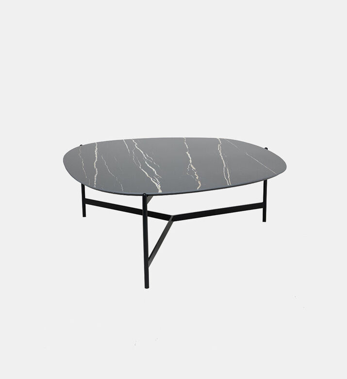 PR-Living & Muundo Pebbles Italian Ceramic Coffee Table, Black, 100-cm, Packshot View