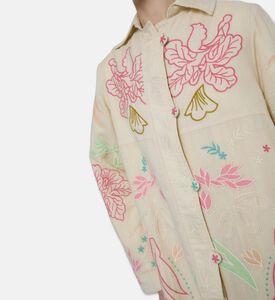 Forte-Forte Floral-embroidery Button Closure Coat, Model View