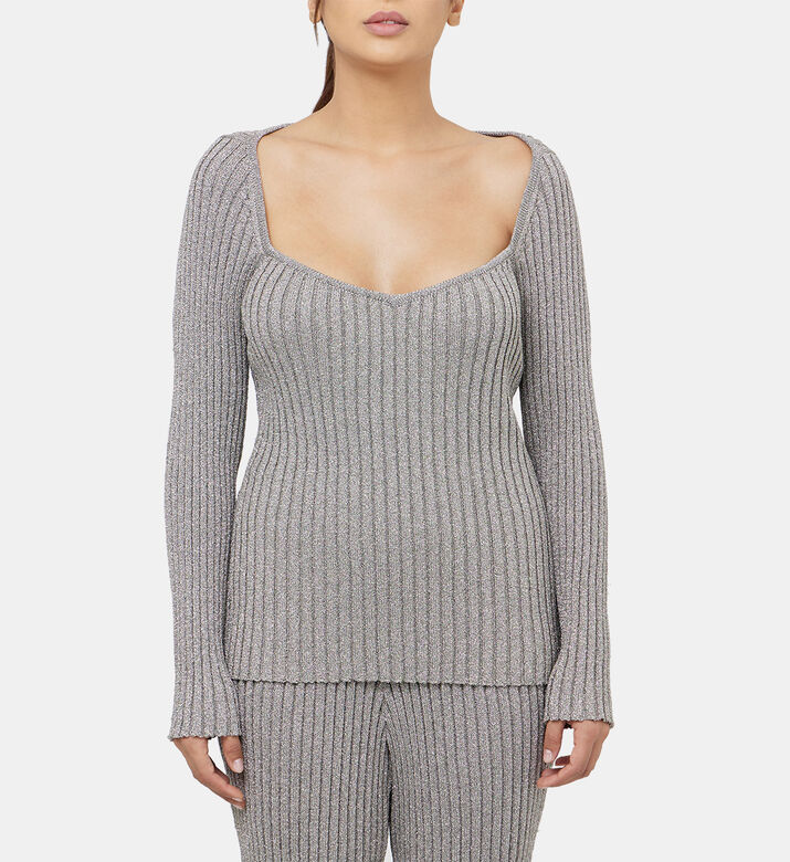 Lurex Cote Ribbed Long Sleeve Top Lurex Cote Ribbed Long Sleeve Top
