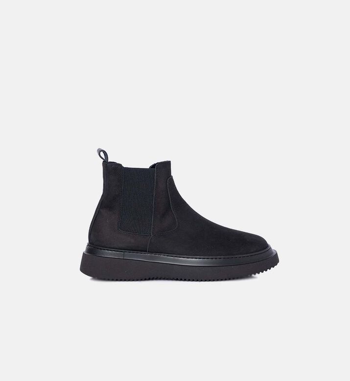 Elastic-insert Leather Ankle Boots