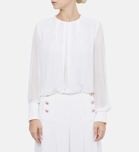 قميص منسوج بأكمام شفافة