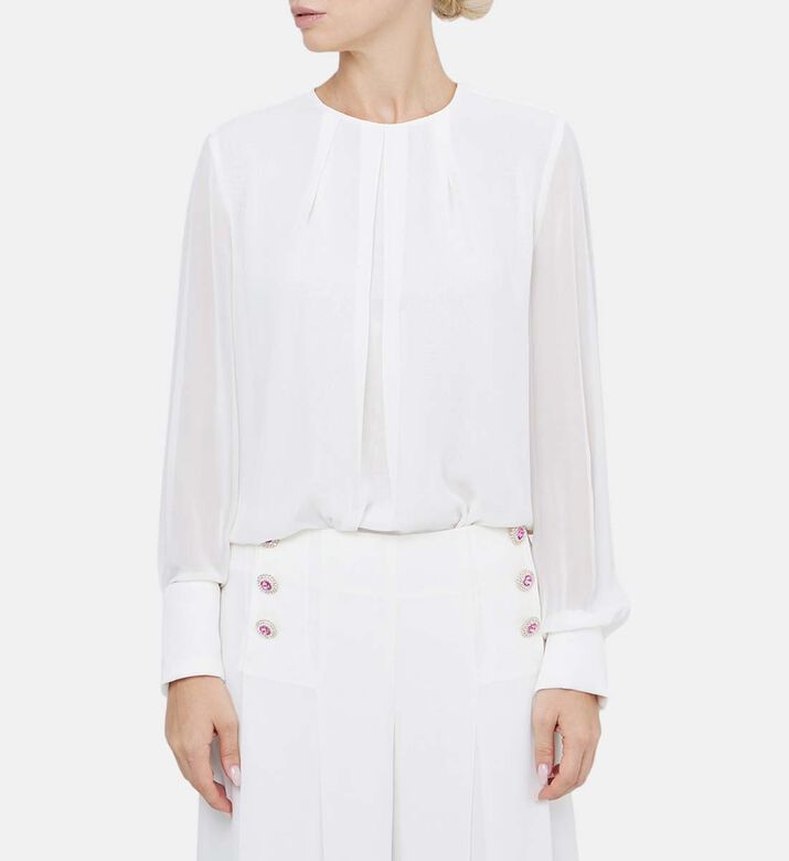 Sheer Sleeve Woven Shirt