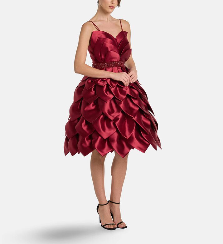 Savanna Dress Leaf, Burgundy, M, Model View