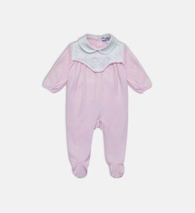 طقم بيجامة قطعتين قطن عضوي مزين بأزهار