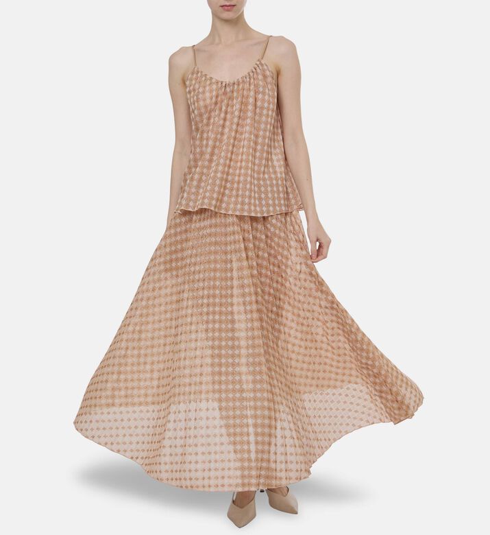 Forte-Forte Elastic Waistband Pleated Skirt, Model View