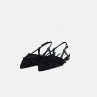 Textured Pointed-toe Slingback Flats