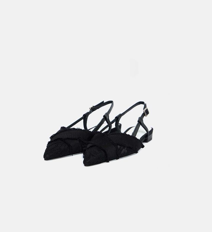 Textured Pointed-toe Slingback Flats