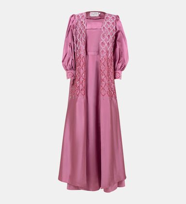 Rhinestone Tulle Satin Dress