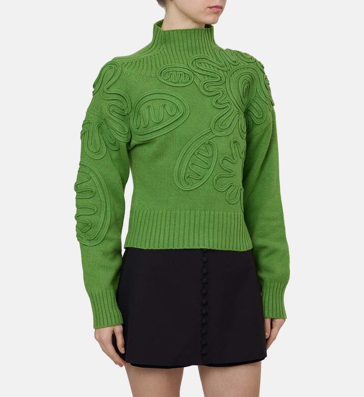Floral-embroidery High Neck Sweater