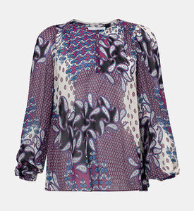 بلوزة بلير انسيابية مزينة بنقشة