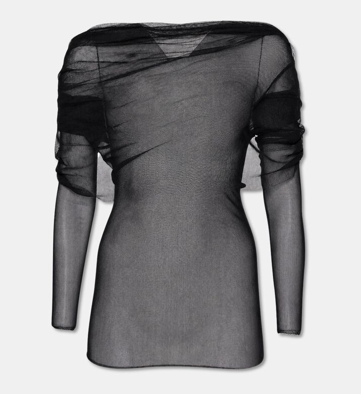 Christopher Esber Sheer Mesh Long-sleeve Top, Black, 10, Packshot View