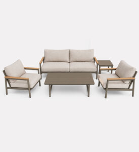 Home Deco and More Teak Arm Aluminum Outdoor Seating Set, Packshot View