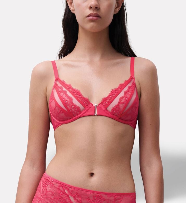 Chantelle Lace Embroidered Plunge Bra, Model View