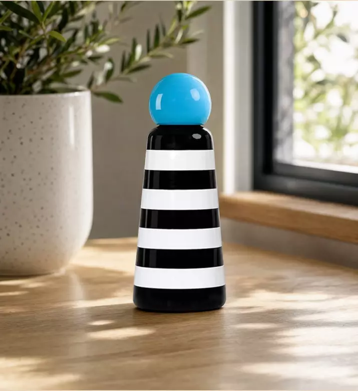 Lund London Skittle Striped Water Bottle, Blue, 500-ml, Model View