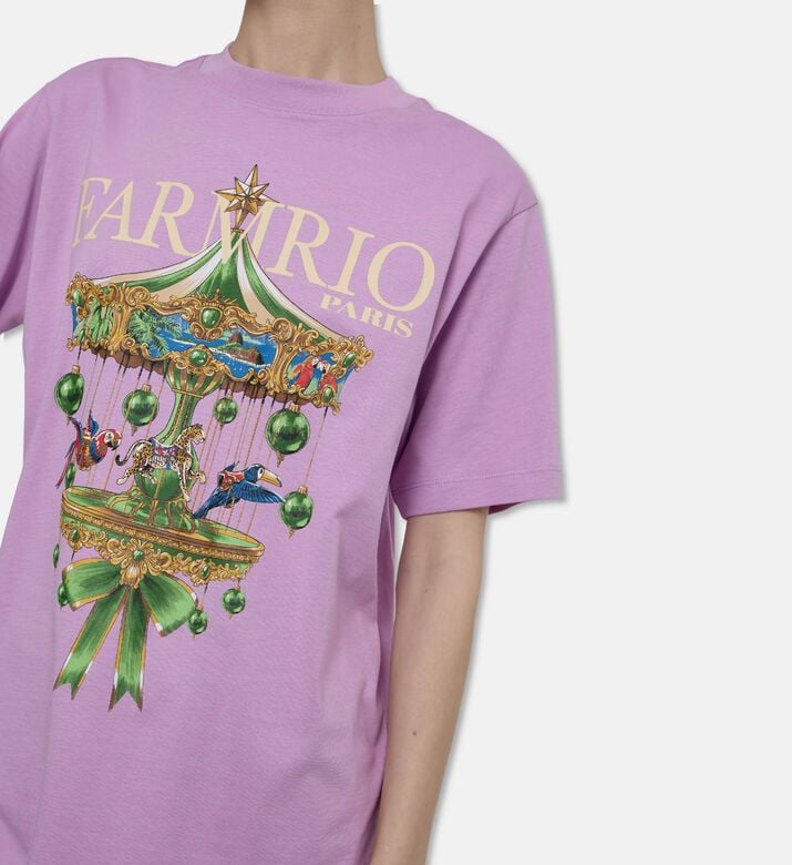 Farm Rio Paris Carousel Printed T-shirt, Model View