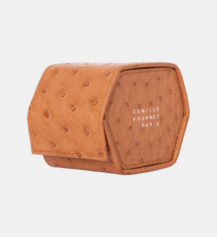 Camille Fournet Embossed Logo Crocodile Leather Watch Case, Brown, Packshot View