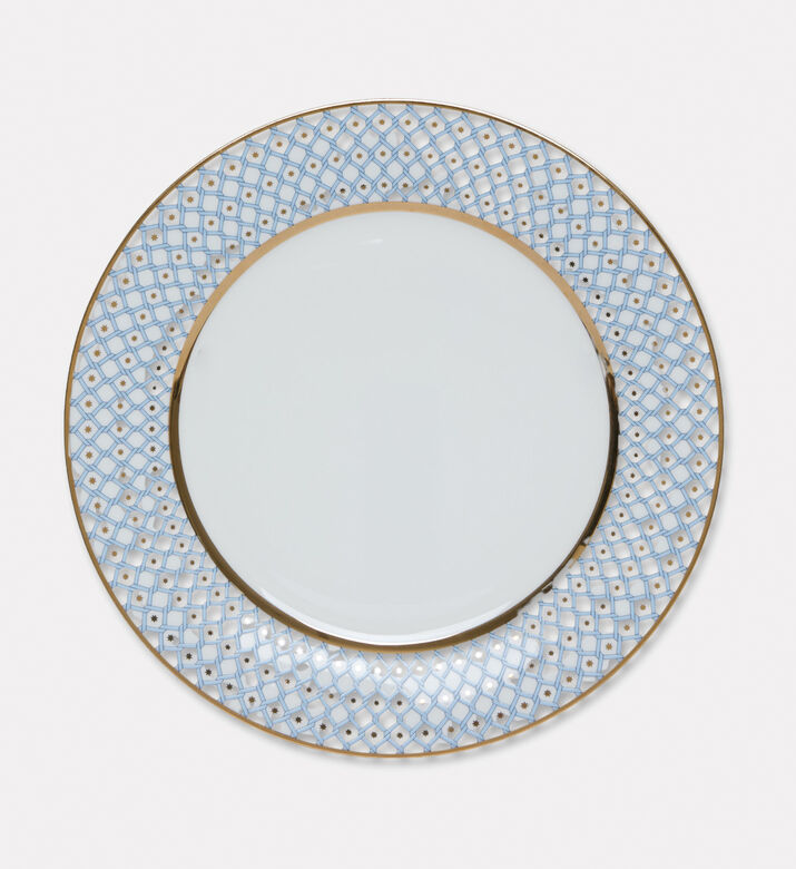 Imperial Gold Border White Lattice Circular Plate, Packshot View