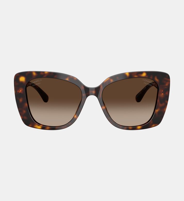 Chanel Crystal-embellished Square Sunglasses, Terracotta, Packshot View
