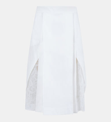 Lace-in-half Pleat Midi Skirt
