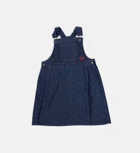 Bobo Choses Embroidered Logo Adjustable Buckle Straps Pinstripe Denim Dress, Packshot View
