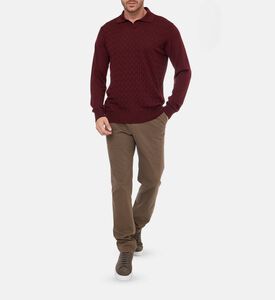 Corneliani Knit Long-sleeve Regular-fit Polo Shirt, Dark-red, 54, Model View