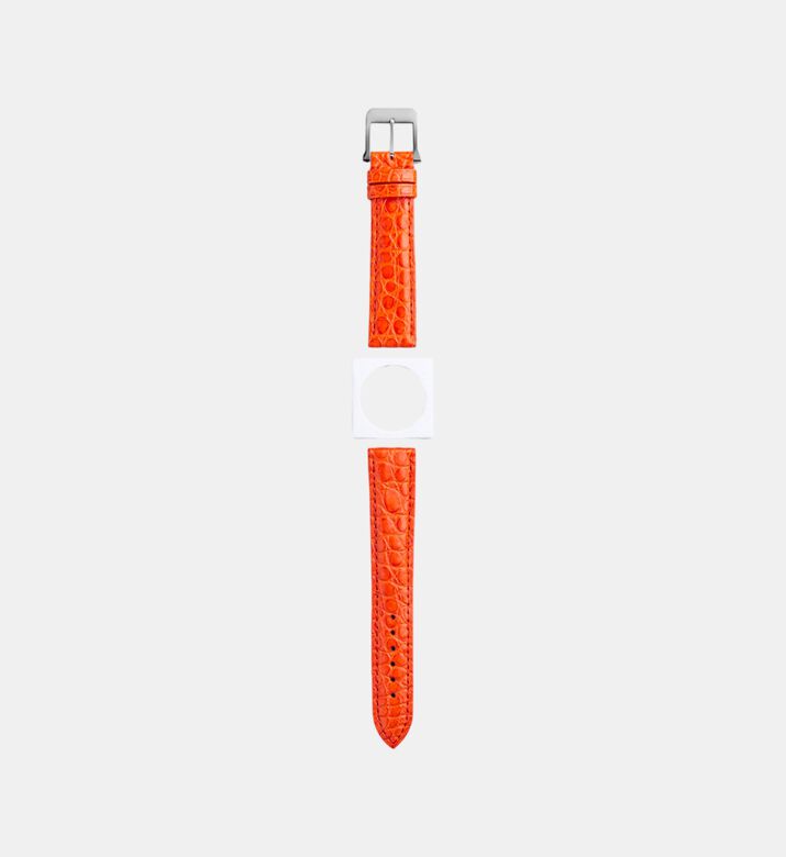 Camille Fournet Satinated Round Scale Watch Strap, Orange, Packshot View