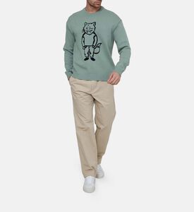 كنزة محبوكة بتقنية إنتارسيا بتصميم ثعلب مرتد ملابس