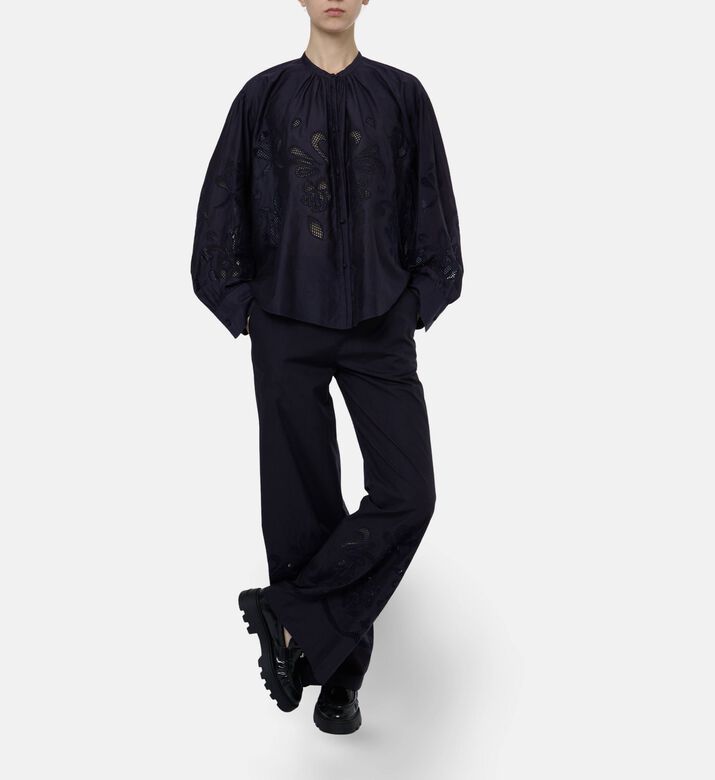 Forte-Forte Floral-embroidery Button Closure Shirt, Model View