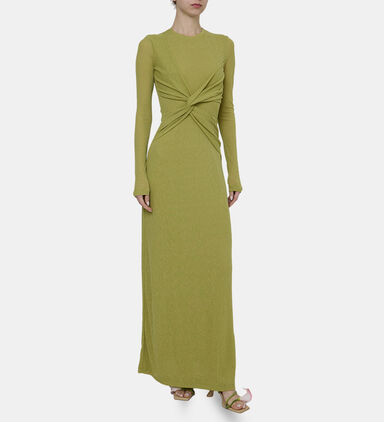 Rozal Gathered-detail Long Jersey Dress