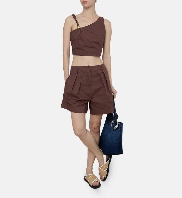 Gold-accent One-shoulder Crop Top