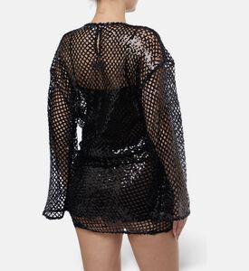 The Attico Sequin Mesh Long-sleeve Mini Dress, Model View