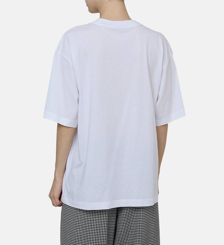 تيشيرت قطن بأكمام قصيرة بقصة مربعة