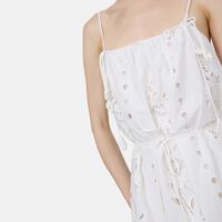 Floral-embroidery Richelieu Sleeveless Maxi Dress