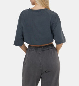 تيشيرت قطني قصير بطبعة لوغو