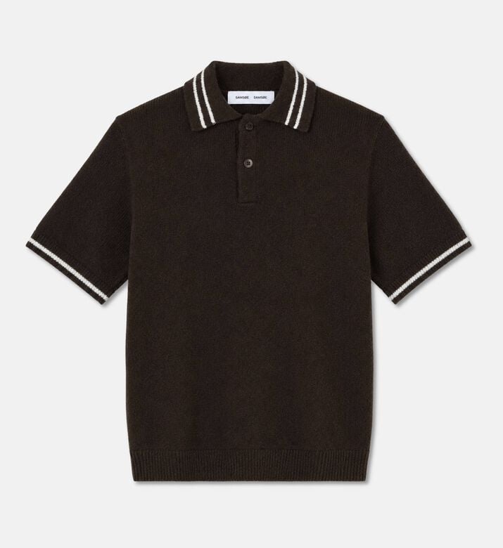 Samsoe Sapedro Textured Tipped Knit Polo Shirt, Packshot View
