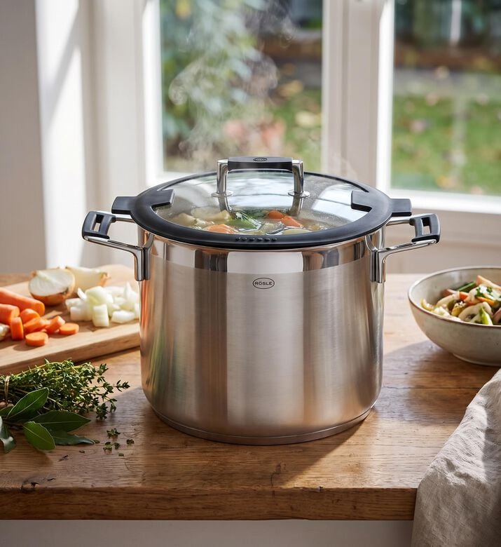 Rosle Silence Pro Glass Lid Stock Pot, Model View